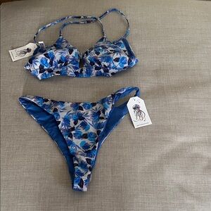 Floral Blue Bikini Set